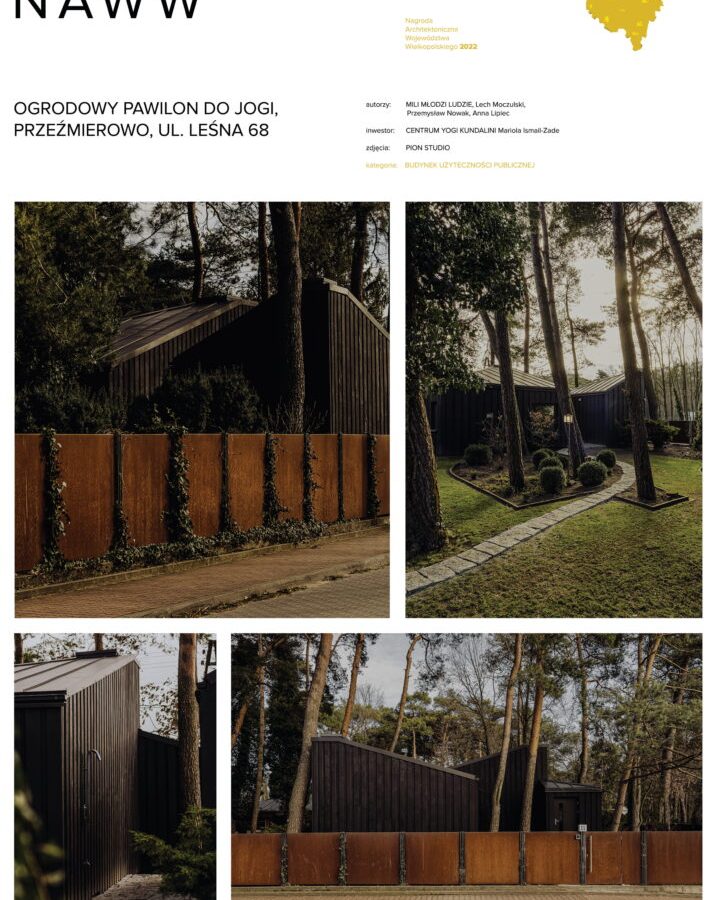 Ogrodowy pawilon do jogi wraz z funkcjami towarzyszącymi